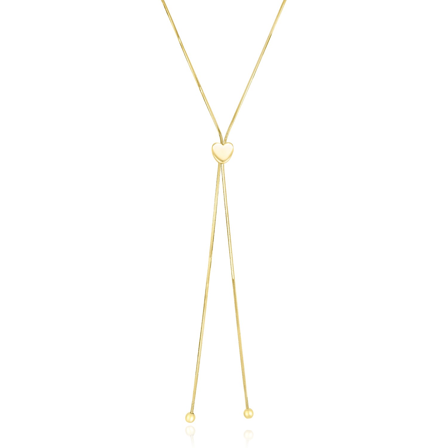 14K Yellow Gold Adjustable Heart Style Lariat Necklace Richard Cannon Jewelry