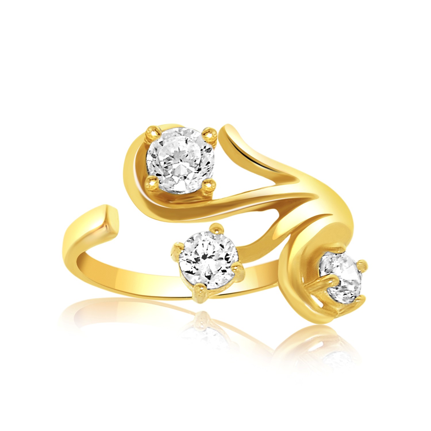 Fancy Toe Ring with Round Cubic Zirconia Accents in 14K Yellow Gold