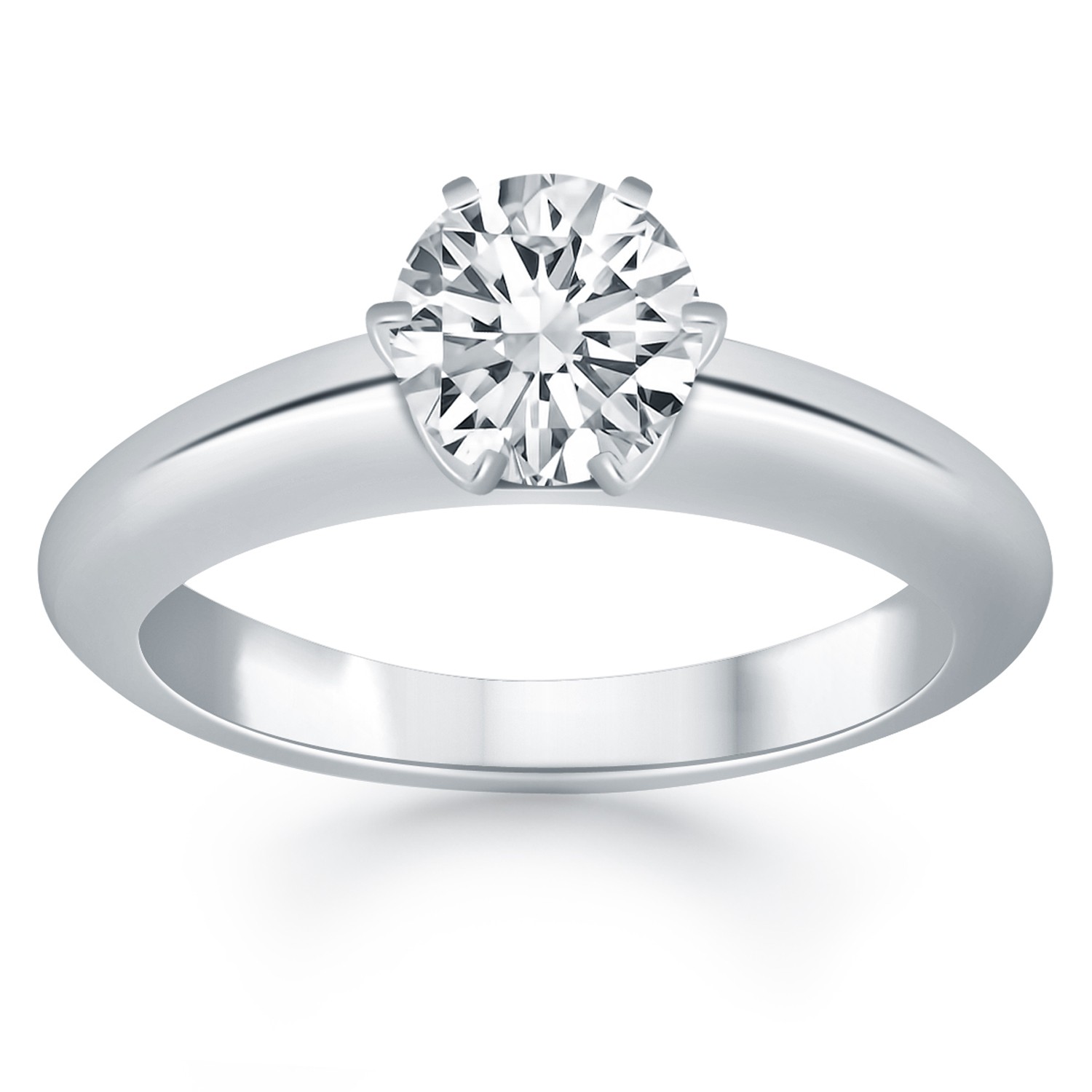 Solitaire Cathedral Engagement Ring Mounting in 14K White Gold