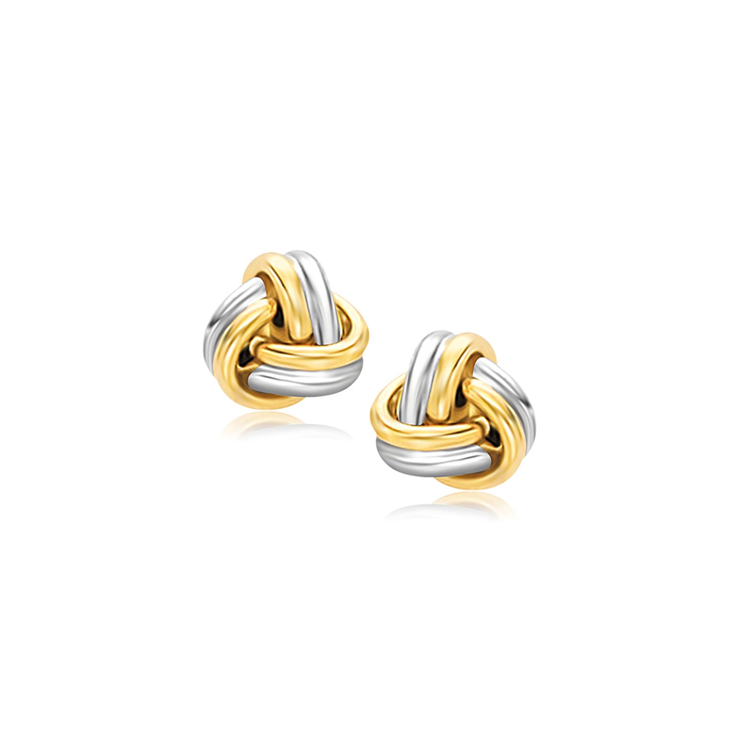 Polished Love Knot Stud Earrings in 14K TwoTone Gold Richard Cannon