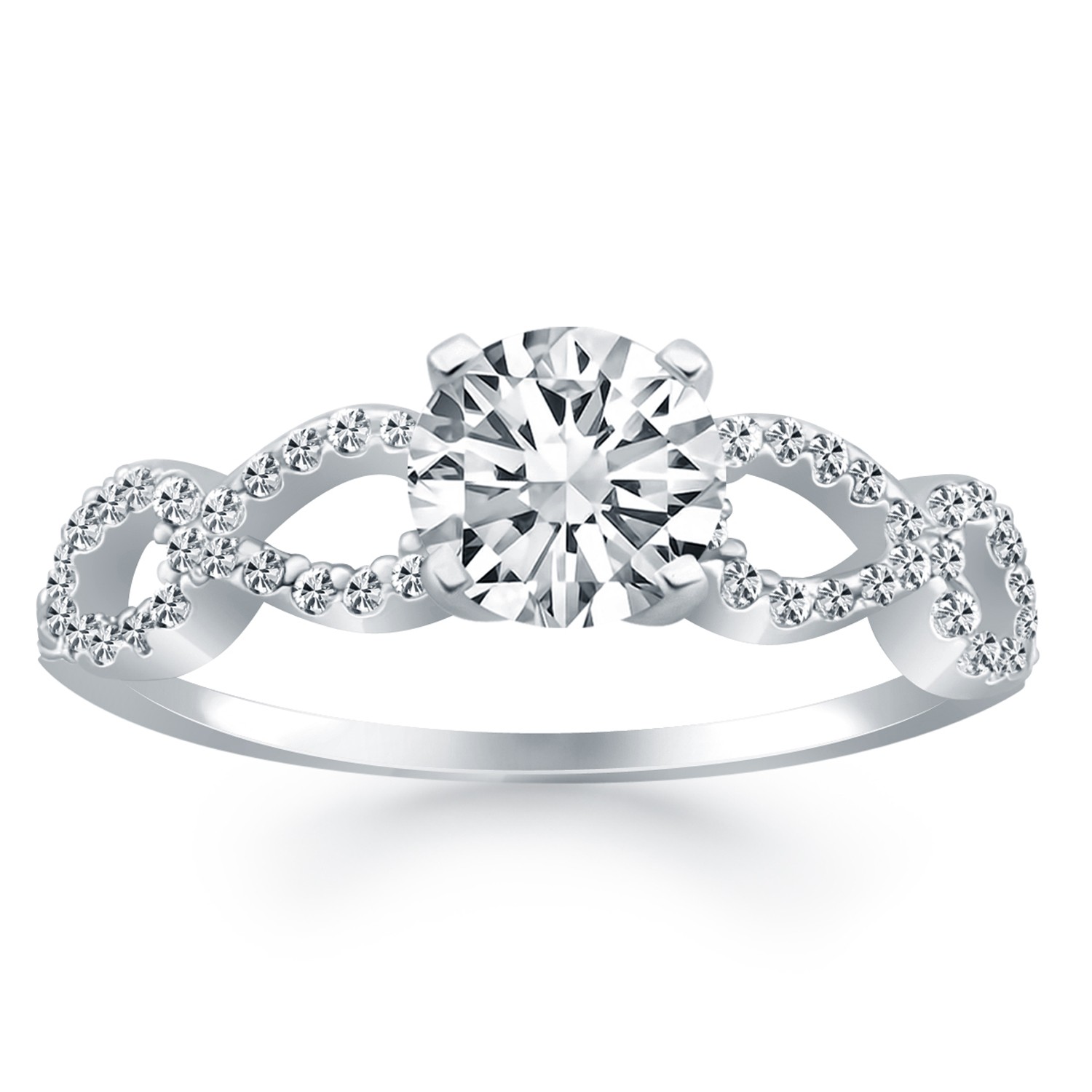 Double Infinity Diamond Engagement Ring Mounting in 14K White Gold