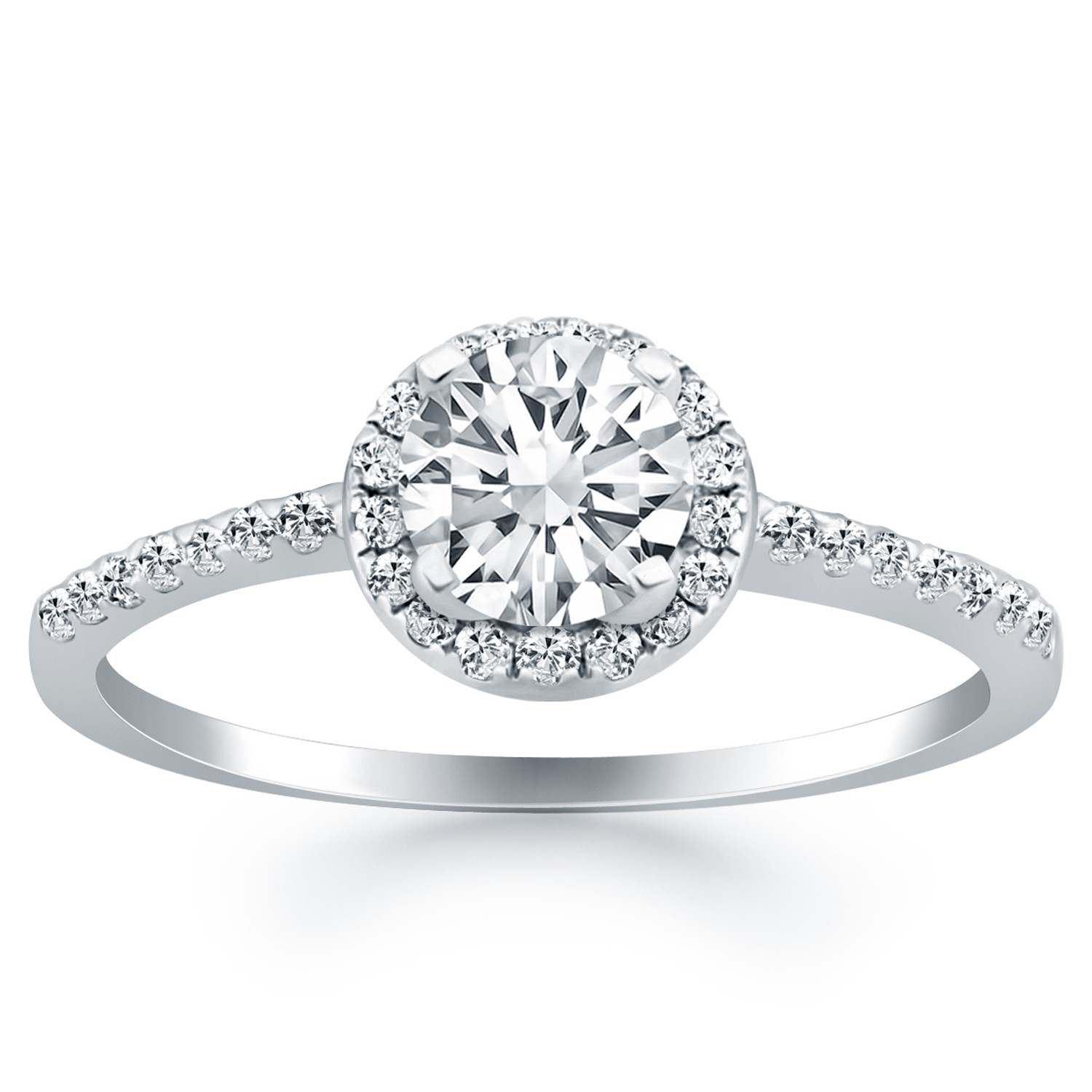 Diamond Halo Collar Engagement Ring in 14K White Gold Richard Cannon