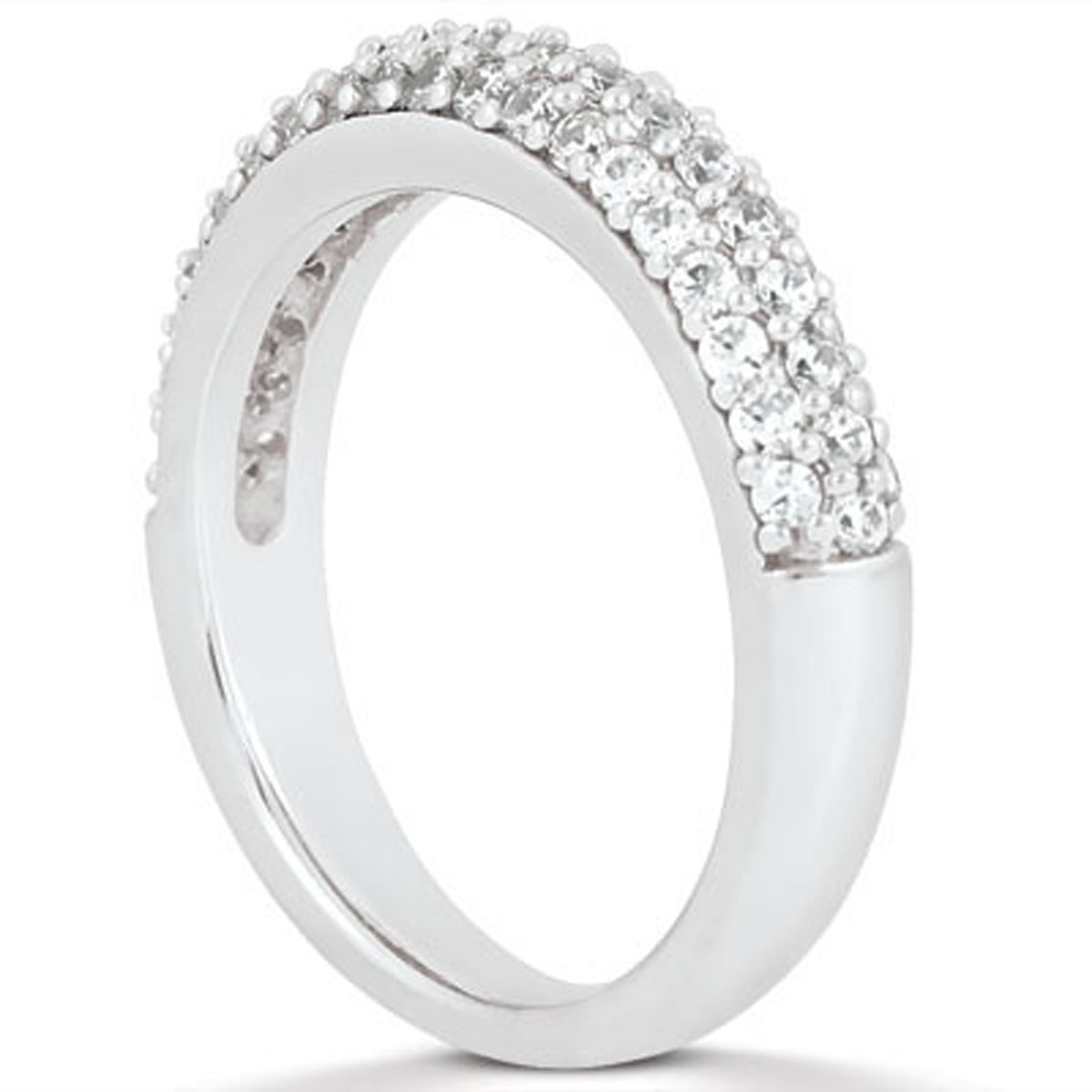 Triple Row Micro Pave Diamond Wedding Ring Band in 14K White Gold Richard Cannon Jewelry