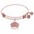 Expandable Pink Tone Brass Bangle with A Little Girl's Princess Dream Symbol
