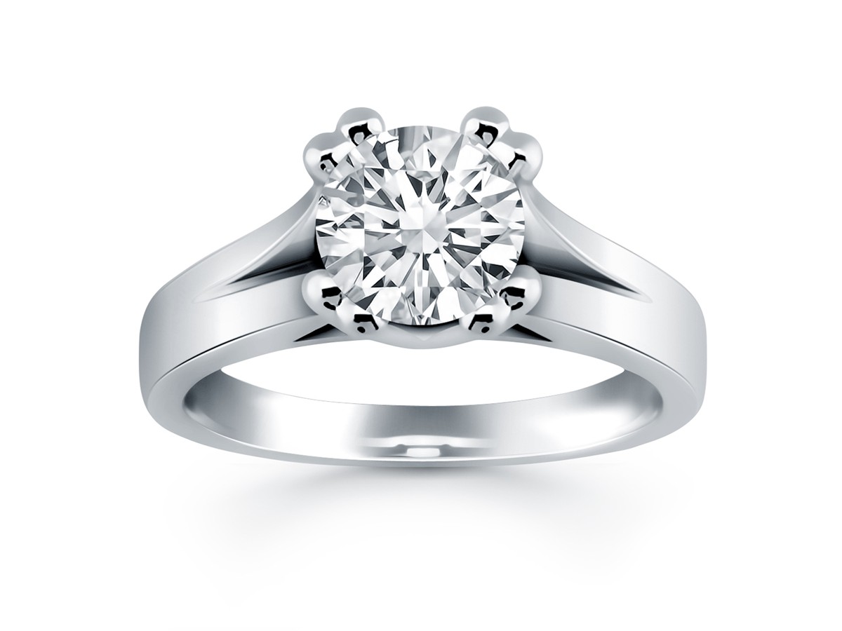 Double Prong Split Shank Cathedral Solitaire Engagement Ring Mounting
