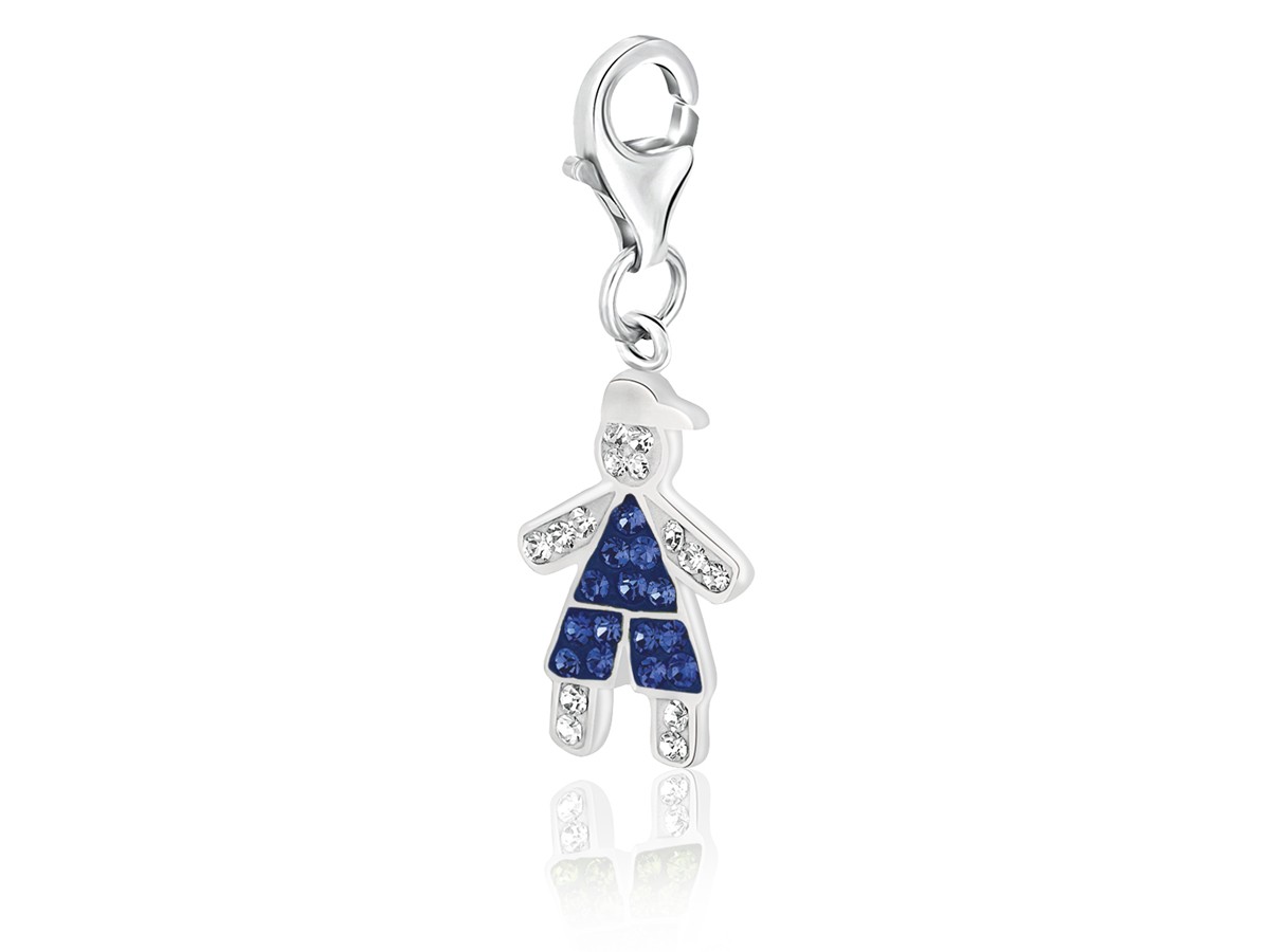 September Birthstone Boy Charm with Multi Tone Crystal Accents in