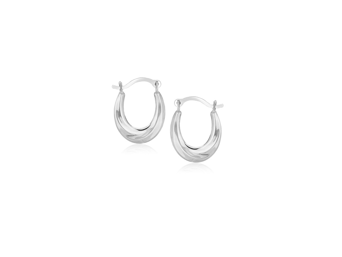 Oval Hoop Earrings in 10K White Gold
