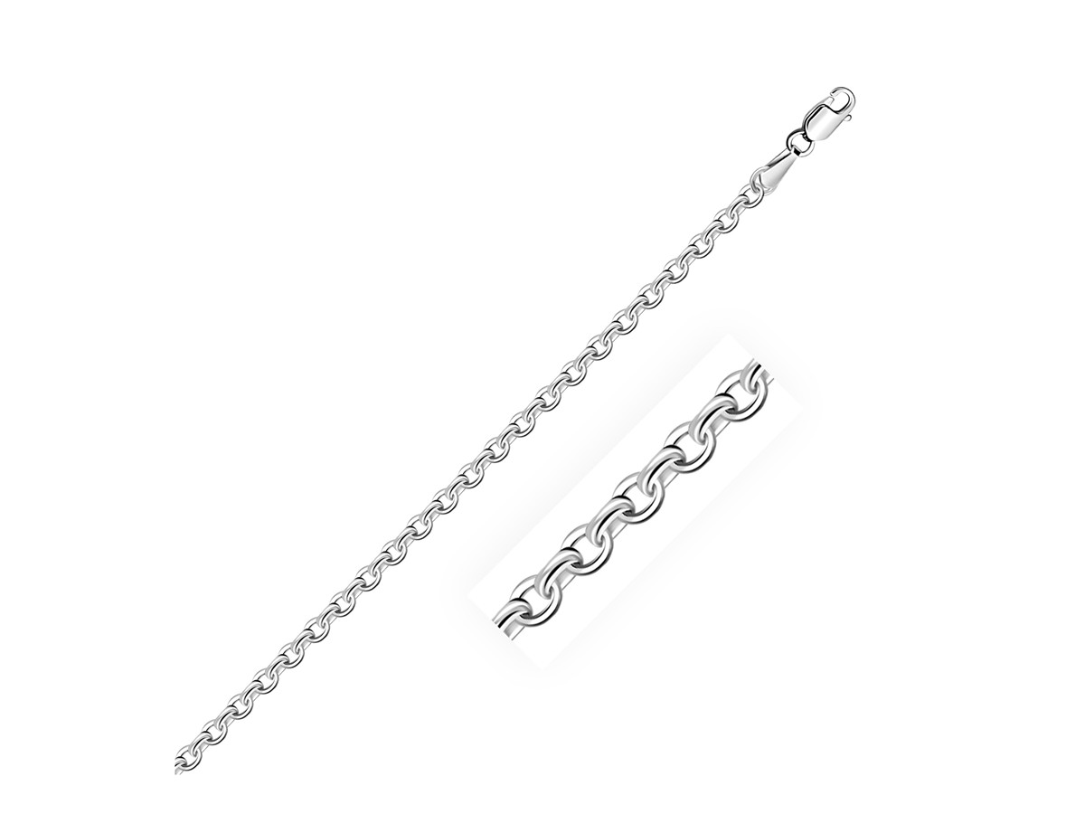 Cable Link Chain in 14K White Gold (3.1 mm)