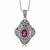 Ornate Oval Amethyst Embellished Pendant in 18K Yellow Gold and Sterling Silver