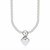 Heart Charmed Rolo Chain Necklace in Rhodium Plated Sterling Silver