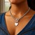 Heart Charmed Rolo Chain Necklace in Rhodium Plated Sterling Silver