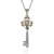 Key Pendant with Trefoil in 14K Yellow Gold & Sterling Silver