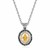 Oval Diamond Accented Fleur De Lis Pendant in 18K Yellow Gold & Sterling Silver