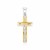 14k Two Tone Gold High Polish Diamond Cut Cross Pendant