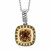 Citrine and Sapphire Square Pendant in 18K Yellow Gold and Sterling Silver