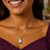 Sterling Silver Rhodium Plated Puffed Raindrop CZ Necklace