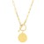 14k Yellow Gold Paperclip Chain Necklace with Circle Pendant