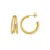 14K Yellow Gold Triple Row C Hoop Earrings