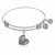 Expandable White Tone Brass Bangle with Daughter Special Love Symbol