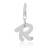 Letter R Crystal Accented Charm in Sterling Silver