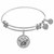 Expandable White Tone Brass Bangle with Paw Symbol