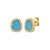 14K Yellow Gold Diamond and Turquoise Freeform Cushion Earrings