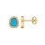 14K Yellow Gold Diamond and Turquoise Freeform Cushion Earrings