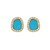 14K Yellow Gold Diamond and Turquoise Freeform Cushion Earrings