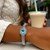 Popcorn Texture Cuff Bangle with Blue Topaz and Diamonds in Sterling Silver (8.00 mm)