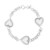 Sterling Silver Rhodium Plated Puffed Triple Heart Bracelet