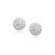 White Tone Crystal Ball Stud Earrings in 14k Yellow Gold