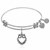 Expandable White Tone Brass Bangle with Owl Angelica Symbol