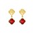 14K Yellow Gold Garnet Clover Gem Earrings