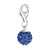 September Birthstone Blue Tone Crystal Embellished Round Charm in Sterling Silver