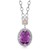 Oval Amethyst Pendant Necklace in 18K Yellow Gold and Sterling Silver
