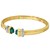 14K Yellow Gold Green Pyramid Art Deco Cuff Bangle (10.70 mm)