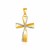 14k Two-Toned Yellow and White Gold Textured Cross Pendant