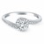 Bypass Swirl Diamond Halo Engagement Ring in 14k White Gold