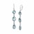 Blue Topaz Link Dangling Earrings in Rhodium Plated Sterling Silver 