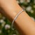 Sterling Silver Rhodium Plated Basketweave Stretch Bangle