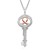 Reversible Key Pendant with Ribbon in 14K Rose Gold & Sterling Silver with Diamond Accents