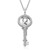 Reversible Key Pendant with Ribbon in 14K Rose Gold & Sterling Silver with Diamond Accents