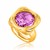 Round Amethyst Filament Ring in 14K Yellow Gold