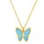 14k Yellow Gold High Polish Butterfly Turquoise Paste Necklace