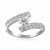 White Cubic Zirconia Accented Overlap Open Toe Ring in Rhodium Finished Sterling Silver