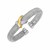 Popcorn Texture Cuff Bangle with X Motif in Sterling Silver and 18k Yellow Gold (10.00 mm)