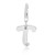 Letter T Crystal Studded Charm in Sterling Silver