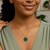 14K Yellow Gold Malachite Inlay Circle Necklace