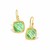 Square Cushion Green Amethyst Drop Earrings in 14K Yellow Gold