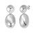 Sterling Silver Rhodium Plated Puffed Oval Double Button Drop Earrings